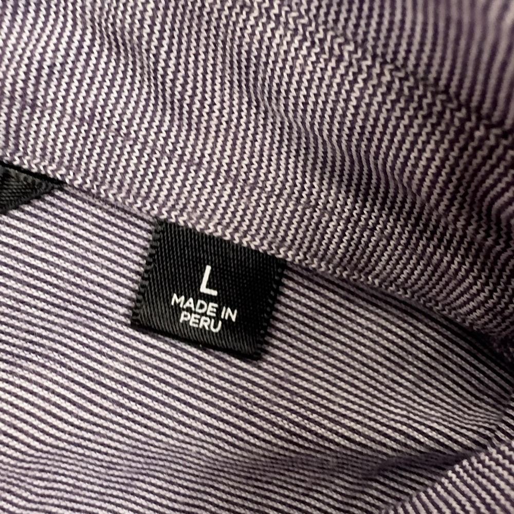 TravisMathew Polo Shirt Mens L Purple Striped Pima Cotton Polyester Golf Knit - Picture 6 of 10
